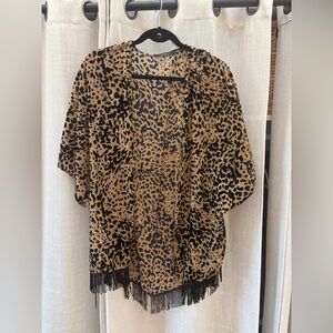 Ark & Co Leopard Print Blouse - Black and Tan